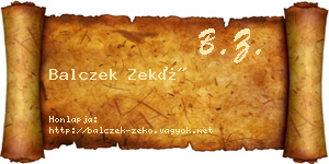 Balczek Zekő névjegykártya